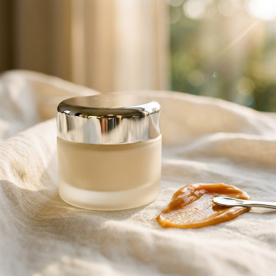 ORENJI Aura Cream, jar krim dengan tutup chrome